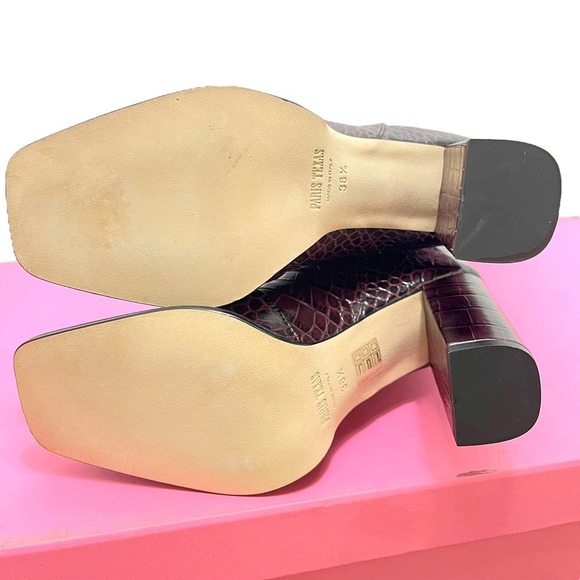 PARIS TEXAS NWT Square-Toe Crocodile-Effect Leather Knee Boots in Burgundy 8.5 - Picture 9 of 15